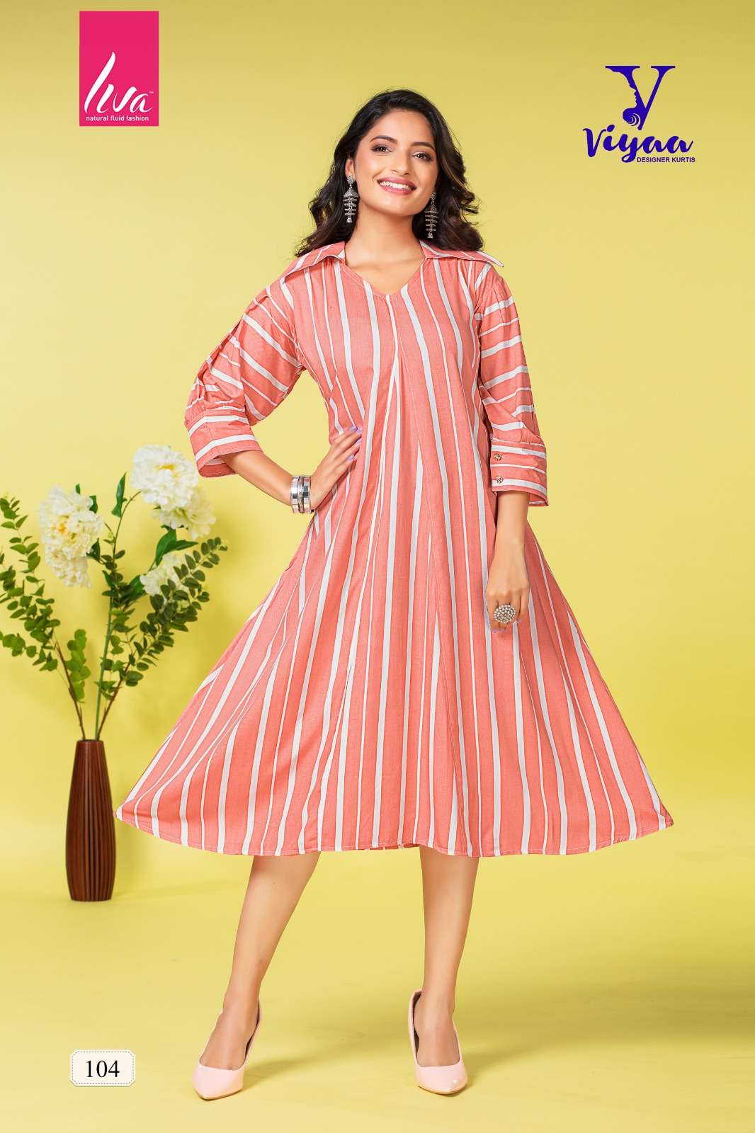 PRETTY GIRL FINEST QUALITY OF PURE REYON LIVA TAG FANCY KURTI BY VIYAA DESIGNER BRAND 1004